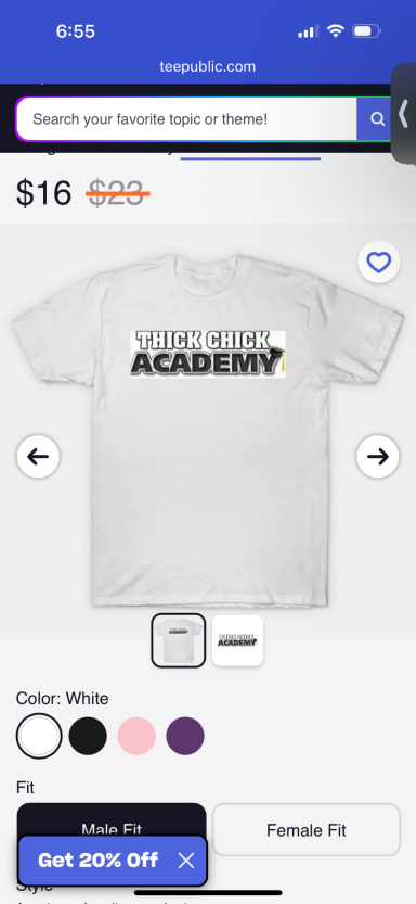 White Thick Chick Academy T-shirt
